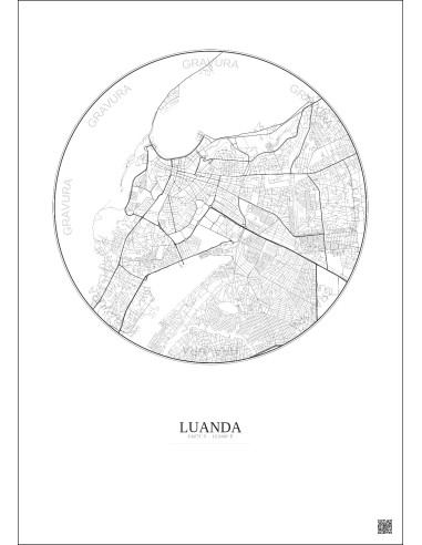 Luanda City Map Poster 6km | Gravura – Light background