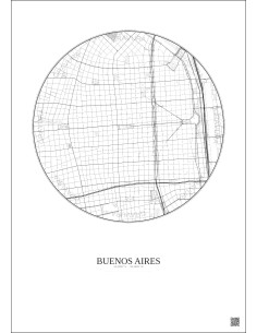 Buenos Aires City Map Poster 2.5km | Gravura – Light background