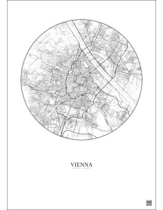 Affiche Vienna – Poster carte de ville 10km | Gravura – Fond clair
