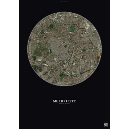 Affiche Mexico City – Poster vue satellite 6km Couleur | Gravura – Fond foncé