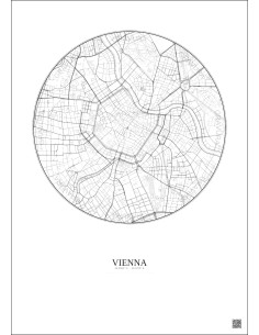 Affiche Vienna – Poster carte de ville 2.5km | Gravura – Fond clair