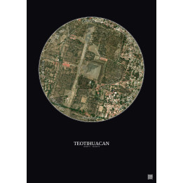 Affiche Teotihuacan – Poster vue satellite 1km Couleur | Gravura – Fond foncé