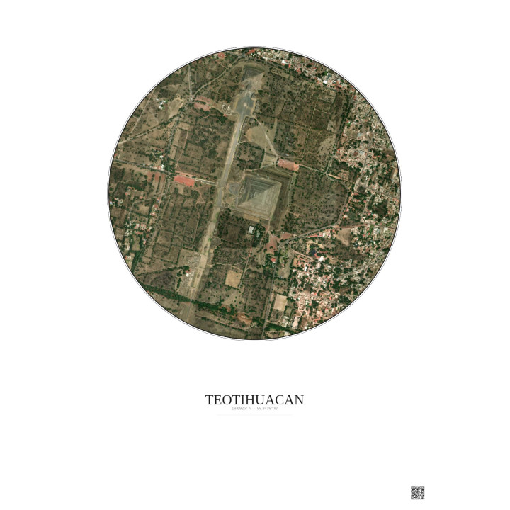 Teotihuacan Satellite View Poster 1km Color | Gravura – Light background
