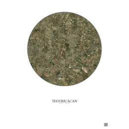 Affiche Teotihuacan – Poster vue satellite 5km Couleur | Gravura – Fond clair