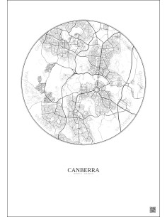 Affiche Canberra – Poster carte de ville 10km | Gravura – Fond clair