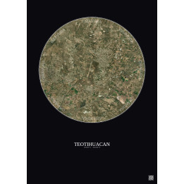 Teotihuacan Satellite View Poster 5km Color | Gravura – Dark background