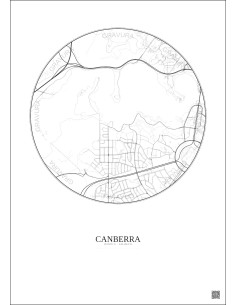 Affiche Canberra – Poster carte de ville 2.5km | Gravura – Fond clair