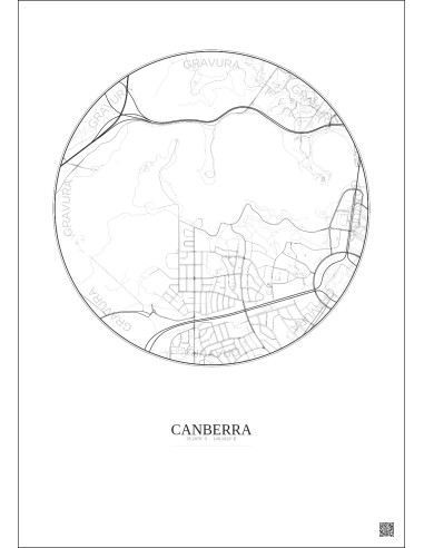 Affiche Canberra – Poster carte de ville 2.5km | Gravura – Fond clair