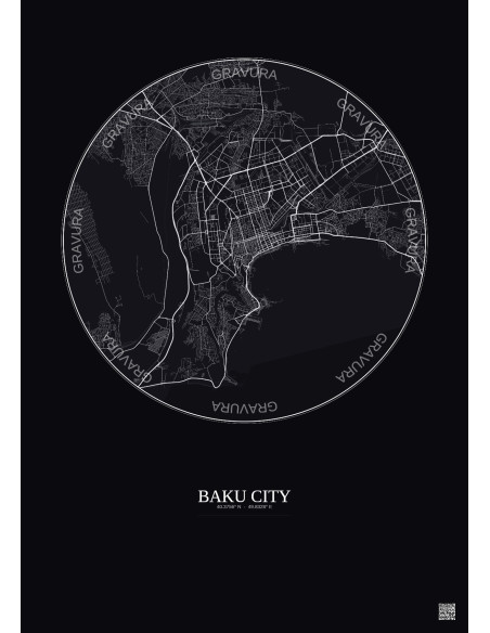 Baku City City Map Poster 10km | Gravura – Dark background