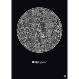 Teotihuacan Satellite View Poster 2.5km B&W | Gravura – Dark background
