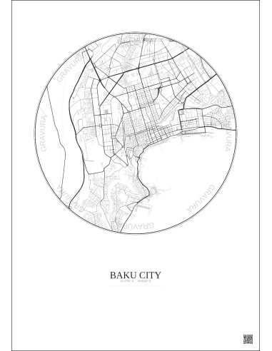 Baku City City Map Poster 6km | Gravura – Light background