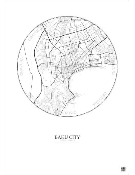 Baku City City Map Poster 6km | Gravura – Light background