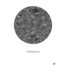 Teotihuacan Satellite View Poster 10km B&W | Gravura – Light background