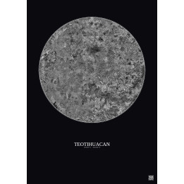 Affiche Teotihuacan – Poster vue satellite 20km N&B | Gravura – Fond foncé