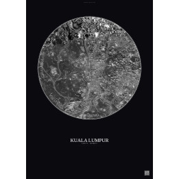 Affiche Kuala Lumpur – Poster vue satellite 2.5km N&B | Gravura – Fond foncé
