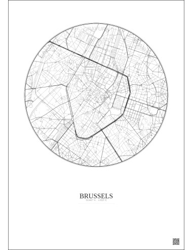 Affiche Brussels – Poster carte de ville 2.5km | Gravura – Fond clair