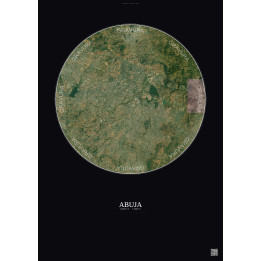 Affiche Abuja – Poster vue satellite 10km Couleur | Gravura – Fond foncé