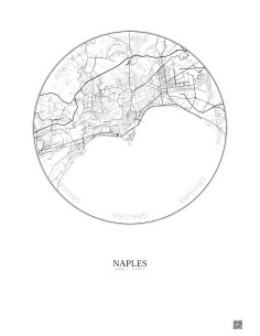 Affiche Naples – Poster carte de ville 5km | Gravura – Fond clair
