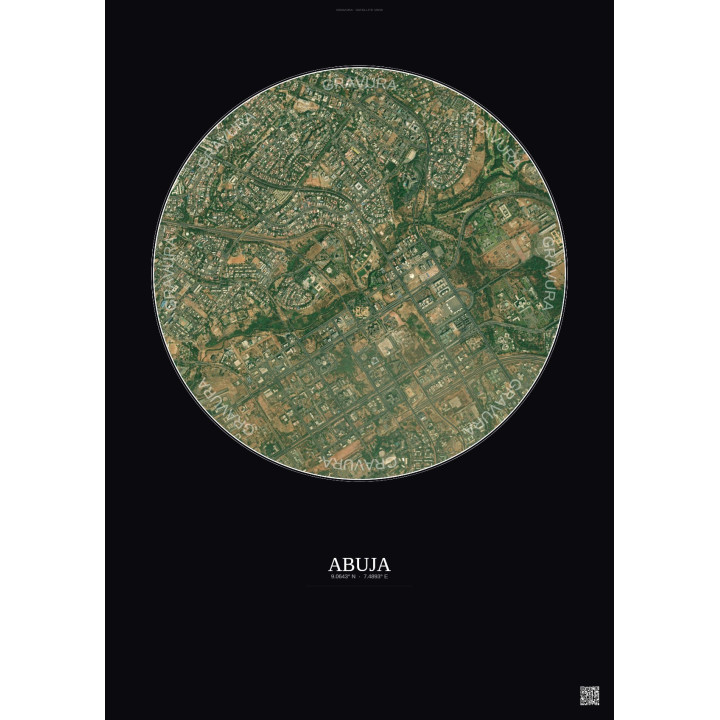 Abuja Satellite View Poster 2.5km Color | Gravura – Dark background