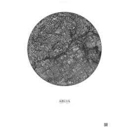 Abuja Satellite View Poster 2.5km B&W | Gravura – Light background