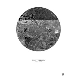 Amsterdam Satellite View Poster 10km B&W | Gravura – Light background