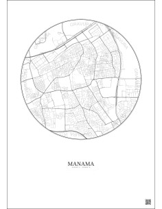 Affiche Manama – Poster carte de ville 2.5km | Gravura – Fond clair