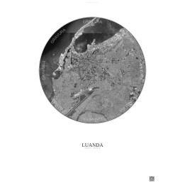 Affiche Luanda – Poster vue satellite 6km N&B | Gravura – Fond clair
