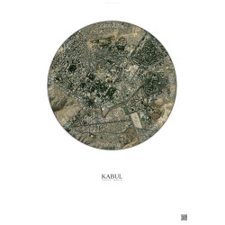 Affiche Kabul – Poster vue satellite 2.5km Couleur | Gravura – Fond clair