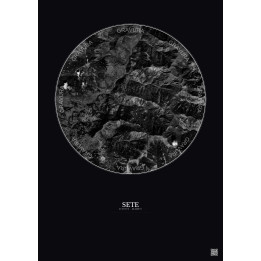 Sete Satellite View Poster 10km B&W | Gravura – Dark background