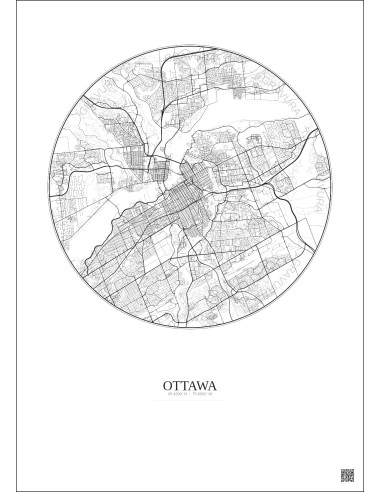 Affiche Ottawa – Poster carte de ville 10km | Gravura – Fond clair