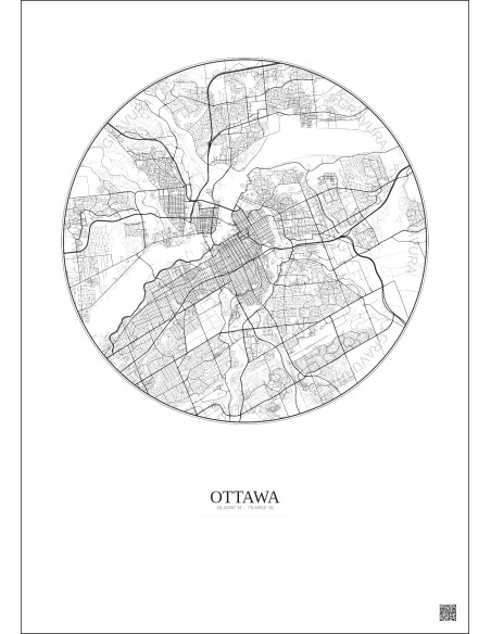 Affiche Ottawa – Poster carte de ville 10km | Gravura – Fond clair