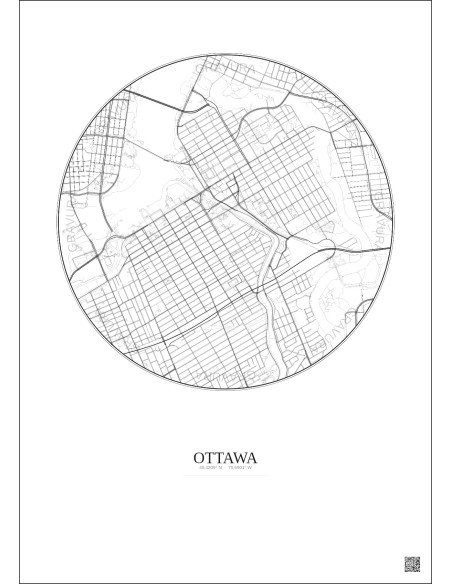 Affiche Ottawa – Poster carte de ville 2.5km | Gravura – Fond clair