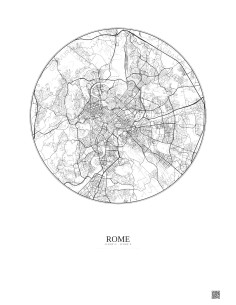 Affiche Rome – Poster carte de ville 10km | Gravura – Fond clair