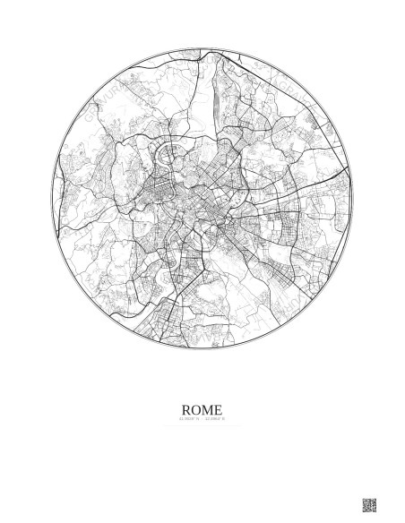 Rome City Map Poster 10km | Gravura – Light background