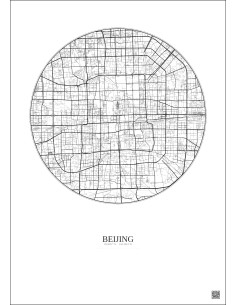 Affiche Beijing – Poster carte de ville 10km | Gravura – Fond clair