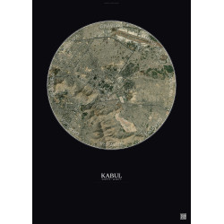 Affiche Kabul – Poster vue satellite 6km Couleur | Gravura – Fond foncé
