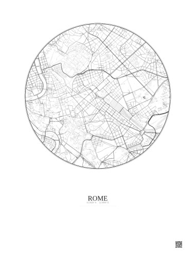 Rome City Map Poster 2.5km | Gravura – Light background