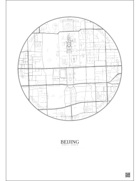 Affiche Beijing – Poster carte de ville 2.5km | Gravura – Fond clair
