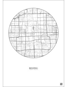 Affiche Beijing – Poster carte de ville 6km | Gravura – Fond clair