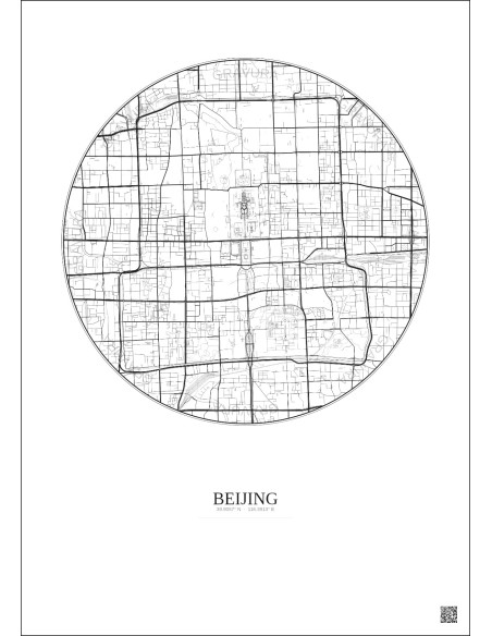 Affiche Beijing – Poster carte de ville 6km | Gravura – Fond clair