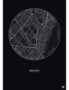 Affiche Bogota – Poster carte de ville 6km | Gravura – Fond foncé
