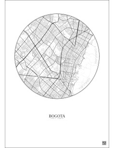 Affiche Bogota – Poster carte de ville 6km | Gravura – Fond clair