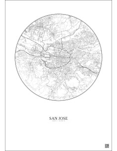 Affiche San Jose – Poster carte de ville 10km | Gravura – Fond clair