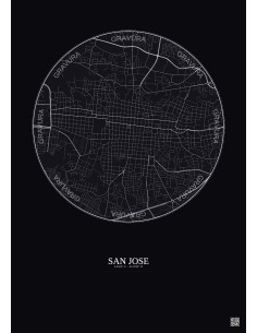 Affiche San Jose – Poster carte de ville 2.5km | Gravura – Fond foncé