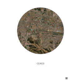 Affiche Cusco – Poster vue satellite 2.5km Couleur | Gravura – Fond clair