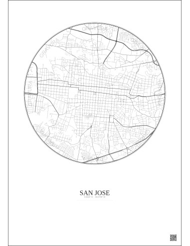 Affiche San Jose – Poster carte de ville 2.5km | Gravura – Fond clair