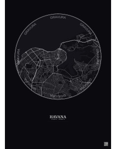 Havana City Map Poster 6km | Gravura – Dark background