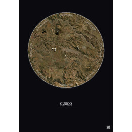 Affiche Cusco – Poster vue satellite 30km Couleur | Gravura – Fond foncé