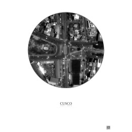 Cusco Satellite View Poster 0.1km B&W | Gravura – Light background