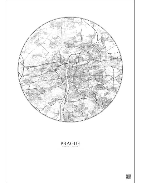 Prague City Map Poster 10km | Gravura – Light background